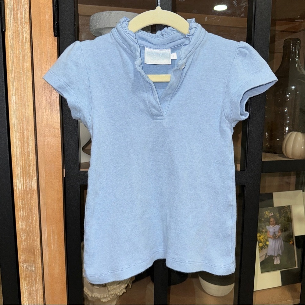 Little English knit polo short sleeve ruffle top tee toddler girl collar preppy